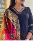 Midnight Elegance" – Cotton Embroidery Suit Set