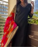 Midnight Elegance" – Cotton Embroidery Suit Set