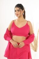 3-Piece Cotton Slub Co-ord Set with Open Shirt