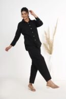 3-Piece Cotton Slub Co-ord Set with Open Shirt