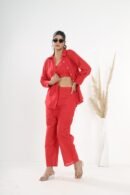 3-Piece Cotton Slub Co-ord Set with Open Shirt