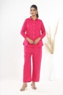 3-Piece Cotton Slub Co-ord Set with Open Shirt