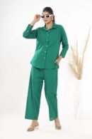 3-Piece Cotton Slub Co-ord Set with Open Shirt