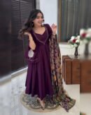 Shree – Chinnon Silk Embroidered Gown & Dupatta Set