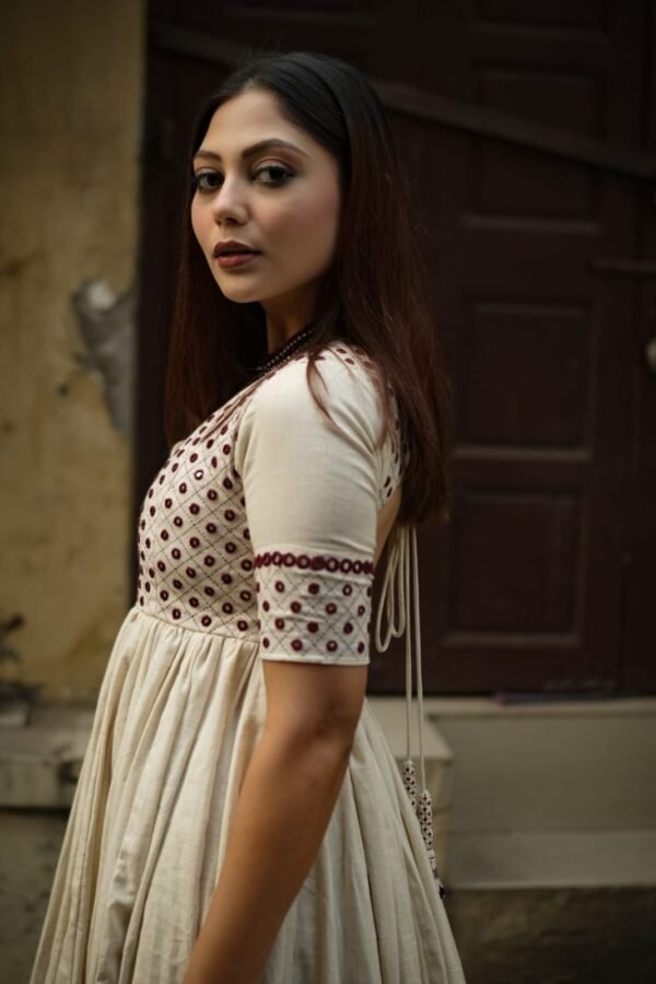Shyamini – Mirror Embroidered Cotton Anarkali Suit Set
