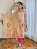 Zehra – Premium Jacquard V-Neck Kurti Set with Dupatta