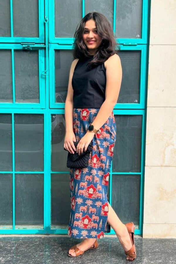 Ira – Festive Cotton Crop Top & Pencil Maxi Skirt Set - XL