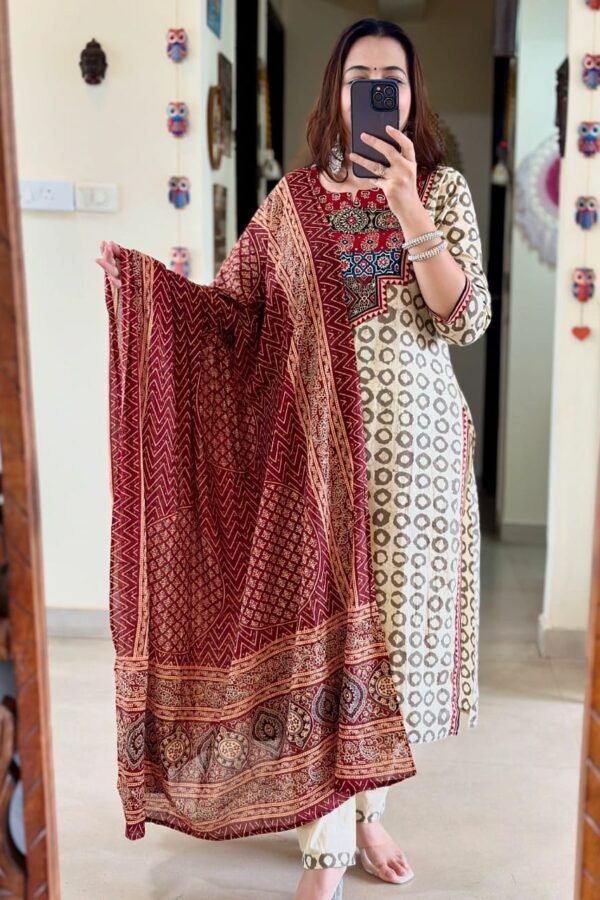 New Ajrakh Muslin Suit Set