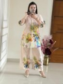 Floral Print Cotton Linen Co-ord Set