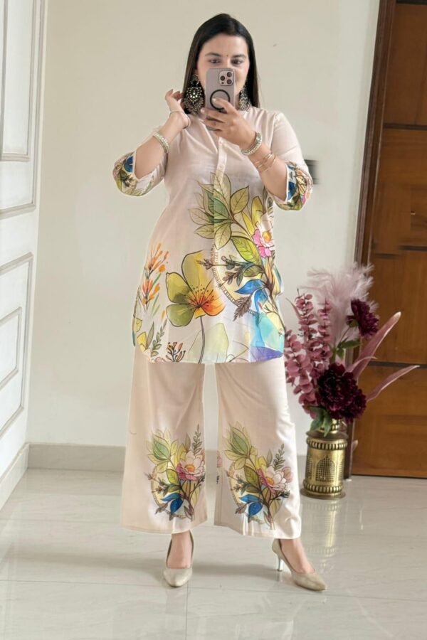 Floral Print Cotton Linen Co-ord Set