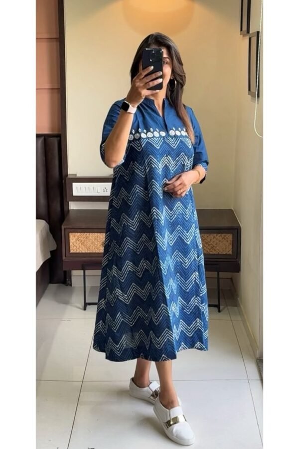Somya Royal Blue Zig Zag Midi Gown
