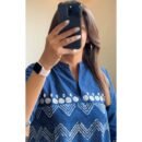 Somya Royal Blue Zig Zag Midi Gown