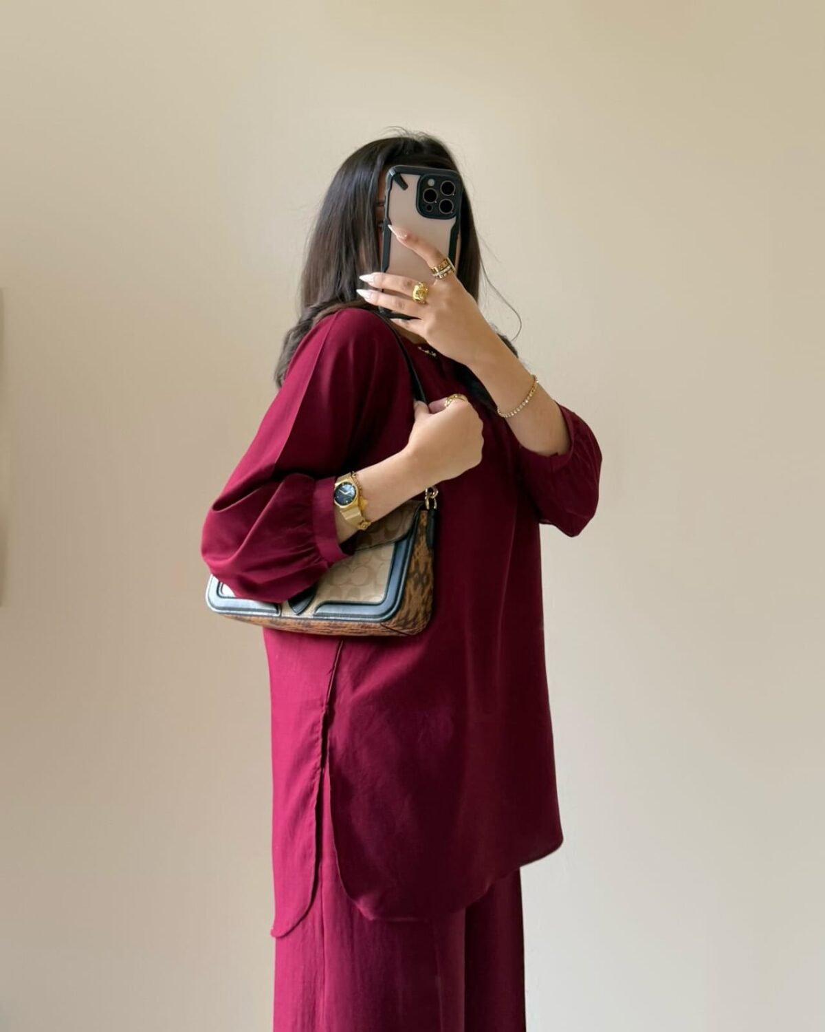 Cotton  Pleated Buttoned Co-Ord Set - Image 2