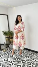 Classy Floral Print Office Wear Kurti Pant Set