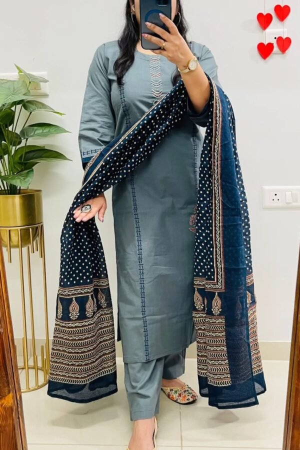Jaipuri Elegance – Applique Cotton Suit Set