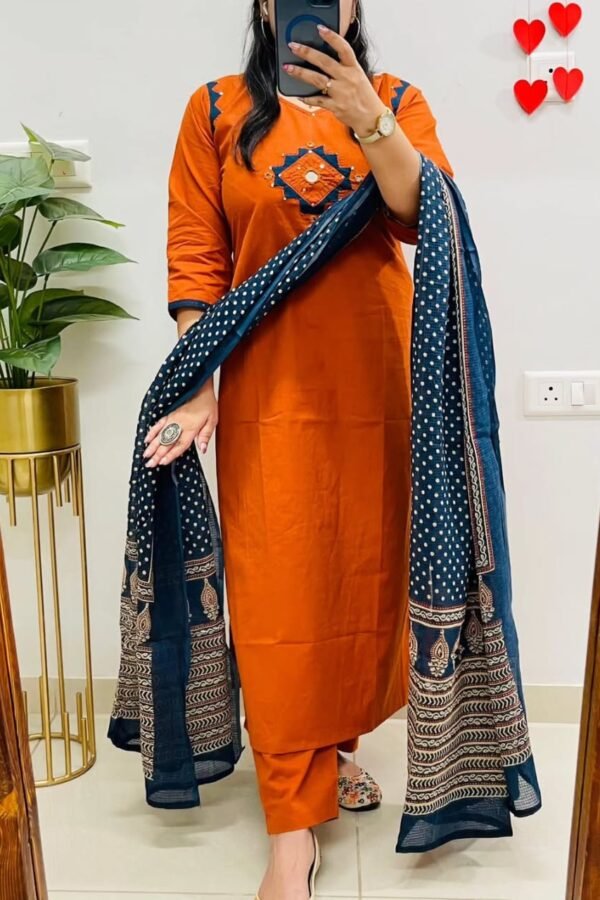 Designer Jaipuri Applique Work Cotton Suit
