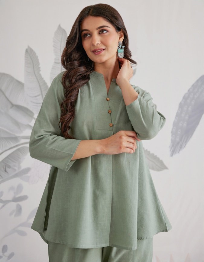 Cotton Slub Solid Co-ord Set - Image 3