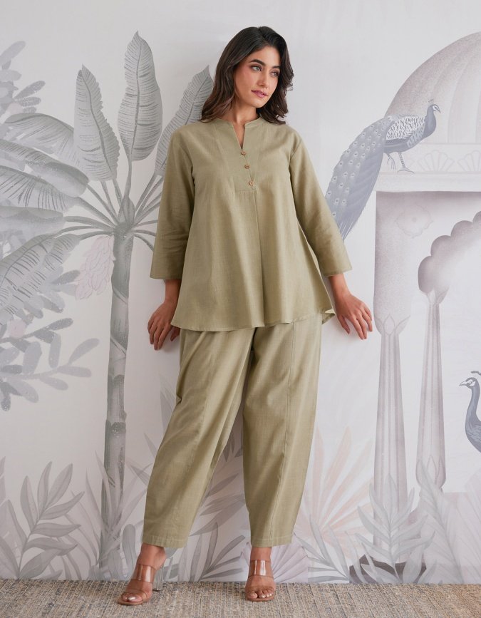 Cotton Slub Solid Co-ord Set - Image 4