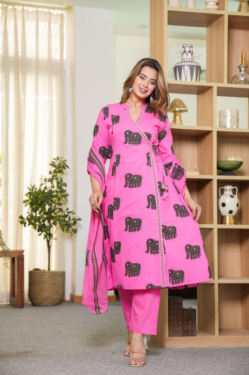 Ishita Elephant Motif Cotton Suit Set - Image 2